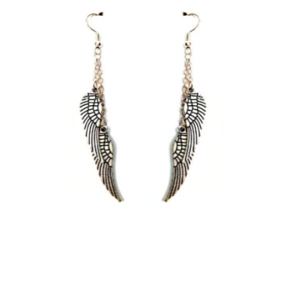 Fallen Angel Silver Wings Earrings - Picture 1 of 5